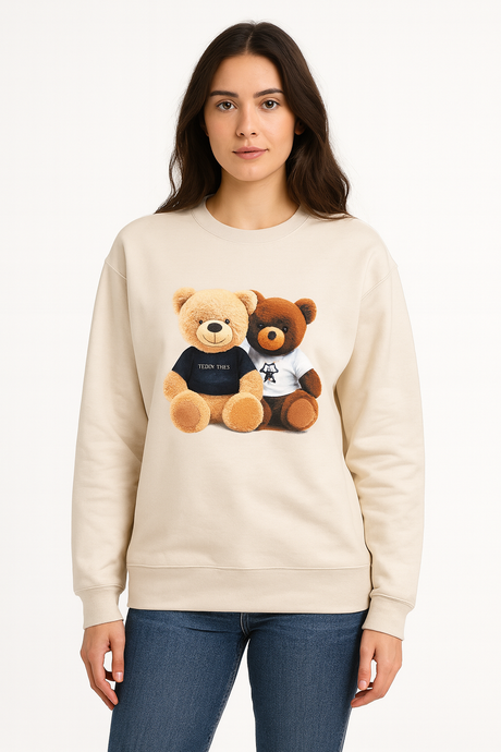 Sudadera Dama ML / TEDDY VIBES  BEIGE (9127089930463)