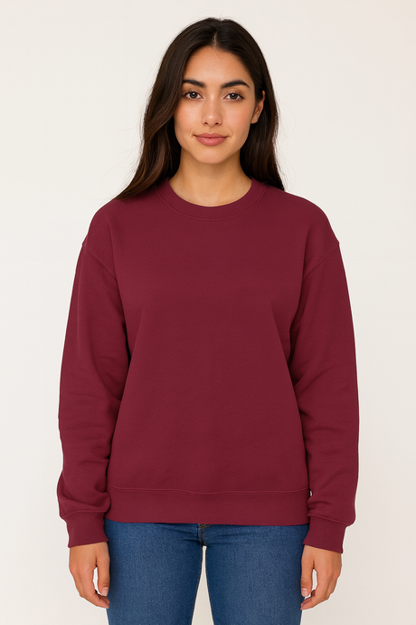 Sudadera Dama ML / SUDADERA BASICA CAPUCHA  VINO (9126982582495)