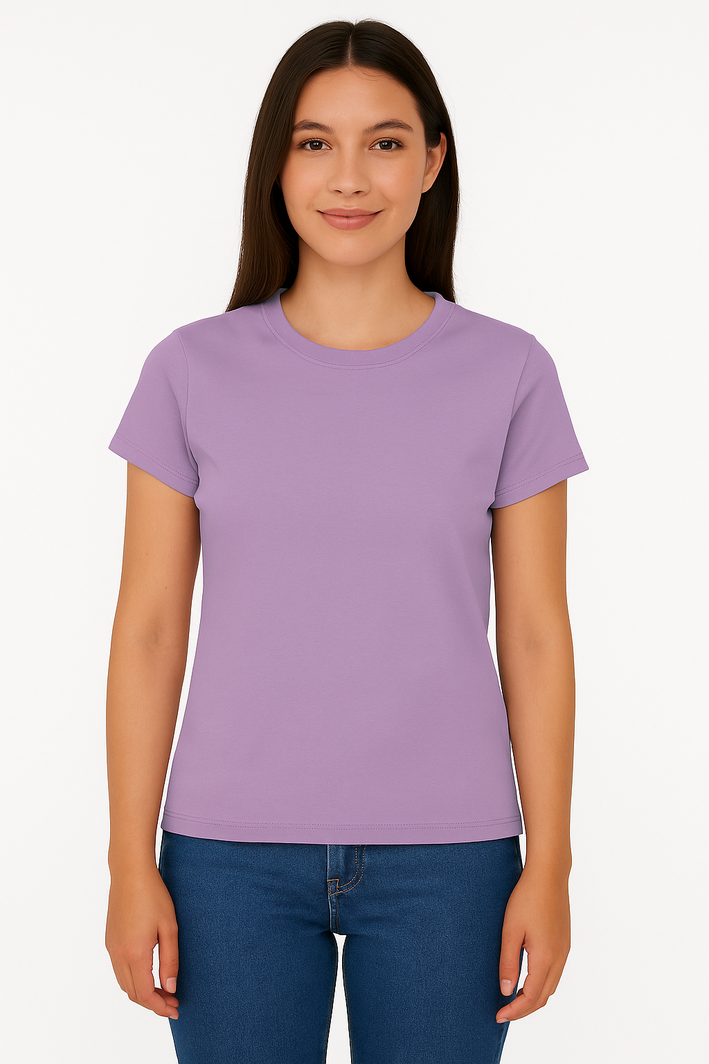 Playera Dama MC /  BASICA CUELLO "V" CHIFON  LILAC/KEEPSAKE (9123228614879)