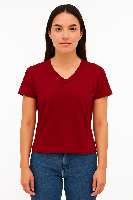 Playera Dama MC /  BASICA CUELLO "V" CHIFON SAVVIRED (9123198861535)