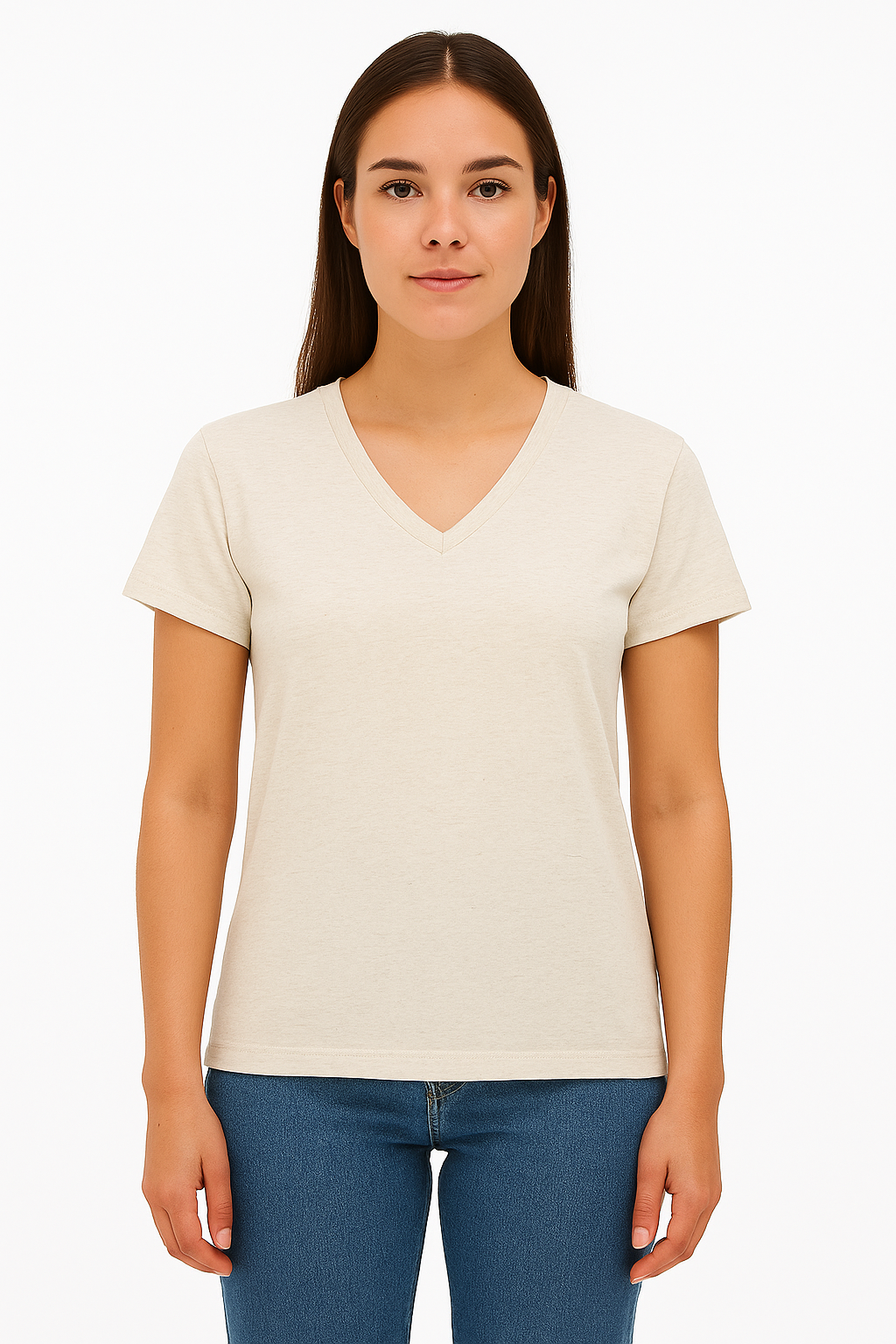 Playera Dama MC /  BASICA CUELLO "V" CHIFON  JASPEADOAVENA (9123204301023)