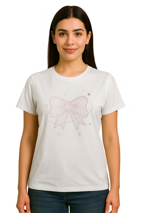 Playera Dama MC / MOÑO PUNTOS  BLANCO (9104104882399)
