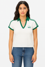 PLAYERA POLO DAMA / CON BIES EN HOMBRO BLANCO/VERDE (9079698030815)