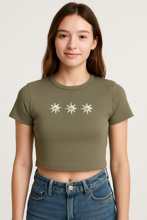 Playera Dama MC / FLORES BOR GRIS (8969320988895)