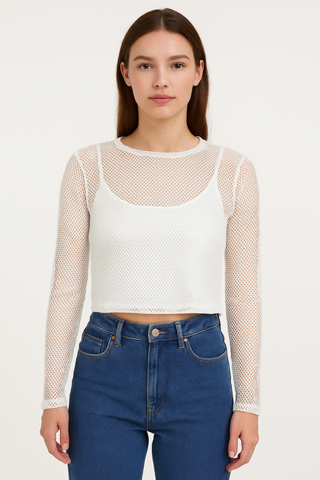 Playera Dama ML / RED BLANCO (9148813836511)