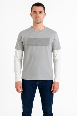 Playera Caballero MC / PREARTY PERLA GRIS / BLANCO (9028298080479)