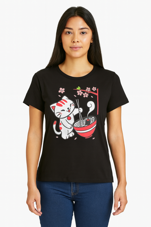 Playera Dama MC / GATITO CEREZA  NEG (9064886993119)