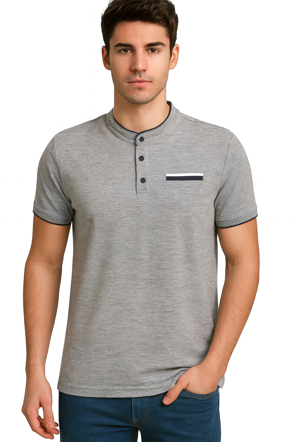 Playera Caballero MC  / DOBLE TEJIDO  AZUL (9059777937631)