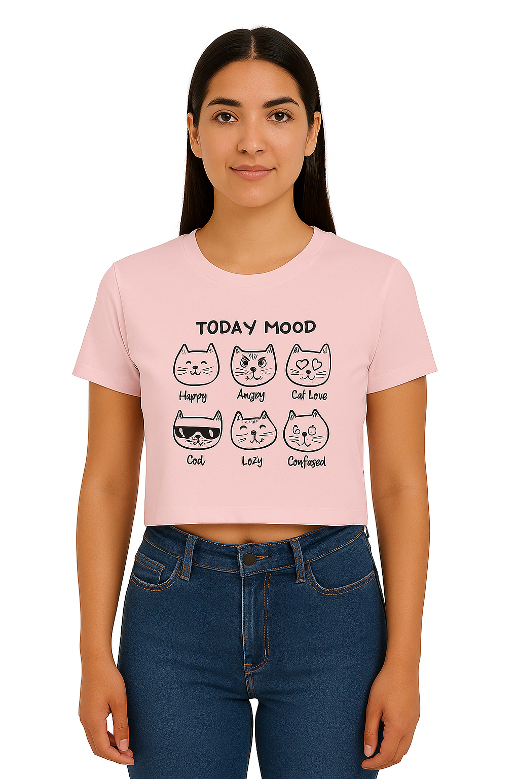 Playera Dama MC / CAT MOOD ROS (9064886534367)