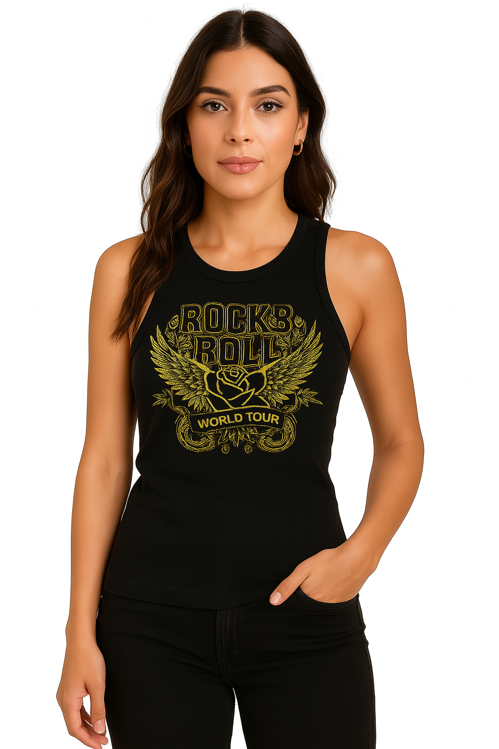 Tank Top Dama / ROCK & ROLL NEG (8969505439967)