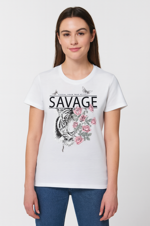 Playera Dama MC / SAVAGE  BLANCO