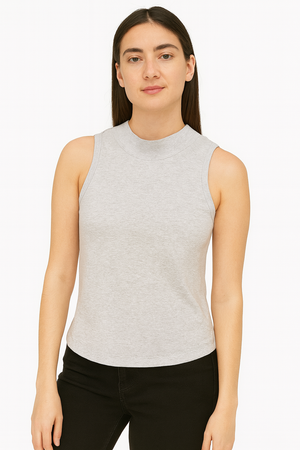 Tank Top Dama / CUELLO ALTO RIB  BLANCO