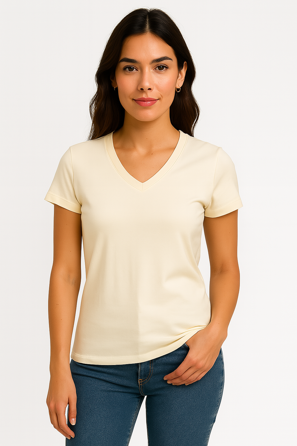 Playera Dama CHF MC  / BASICA CUELLO V BANANA (9003610538207)