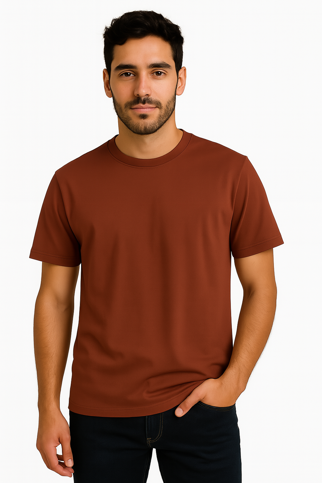Playera Caballero MC / BASICA CUELLO REDONDO  TERRACOTA (9001772581087)