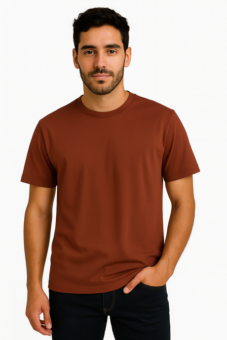 Playera Caballero MC / BASICA CUELLO REDONDO  TERRACOTA (9001772581087)
