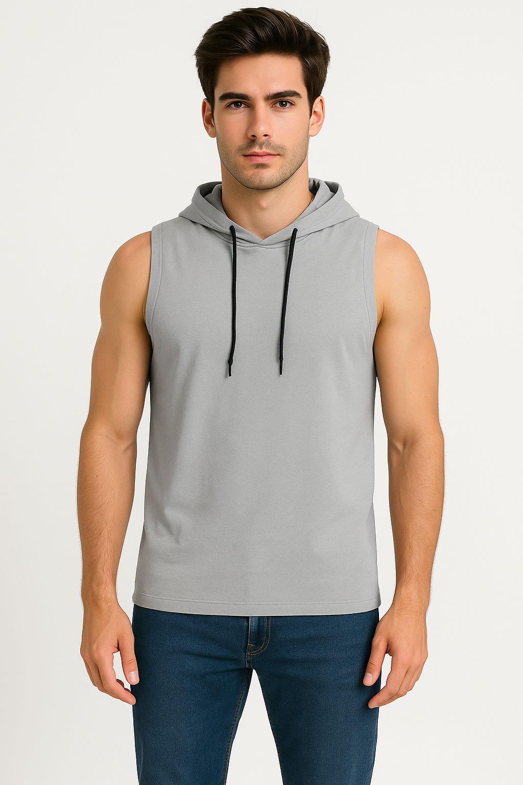 TANK TOP BASICA CON CAPUCHA RATA/GRIS (9042778915039)
