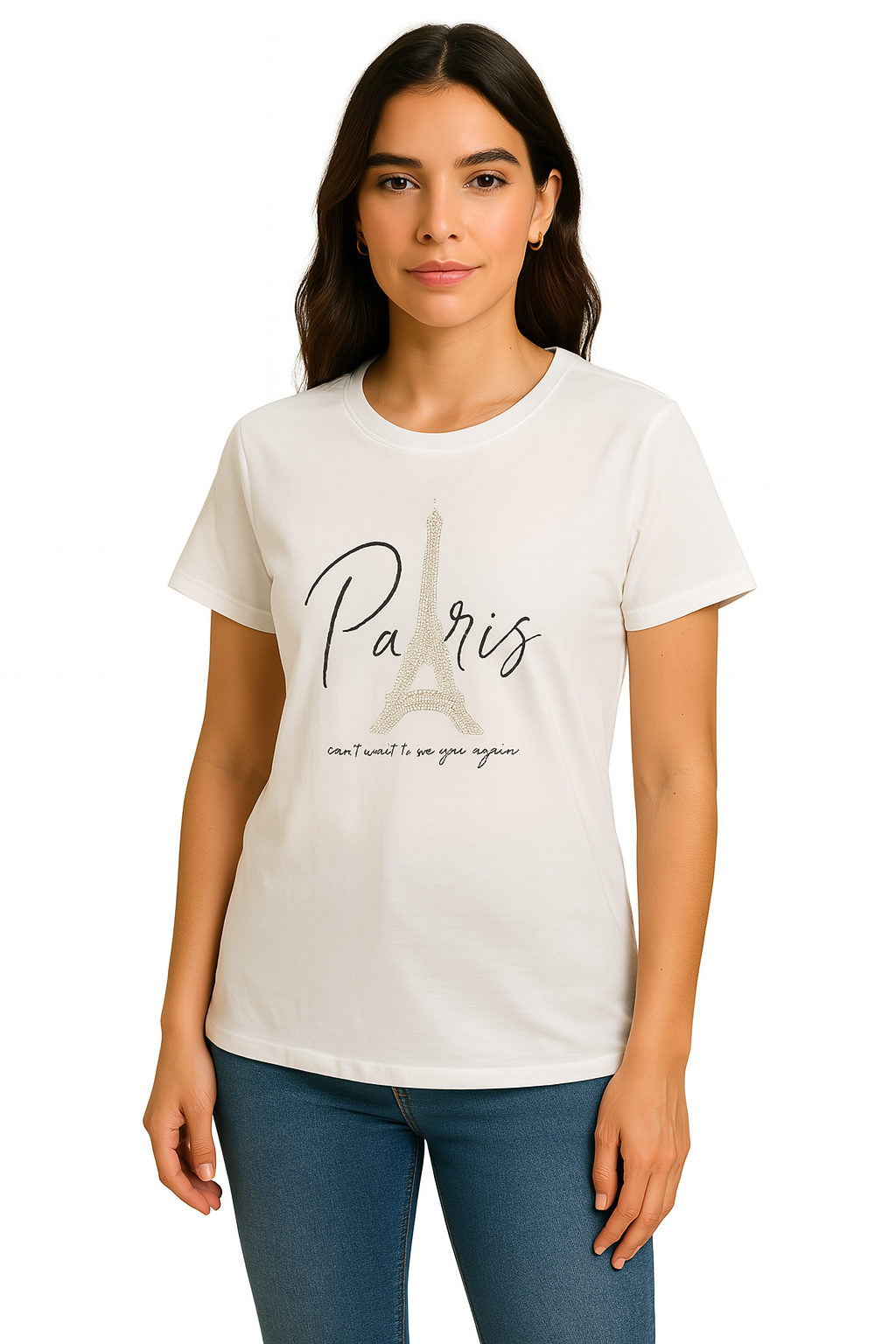 Playera Para Mujer Paris Aplicación (8365452820703)