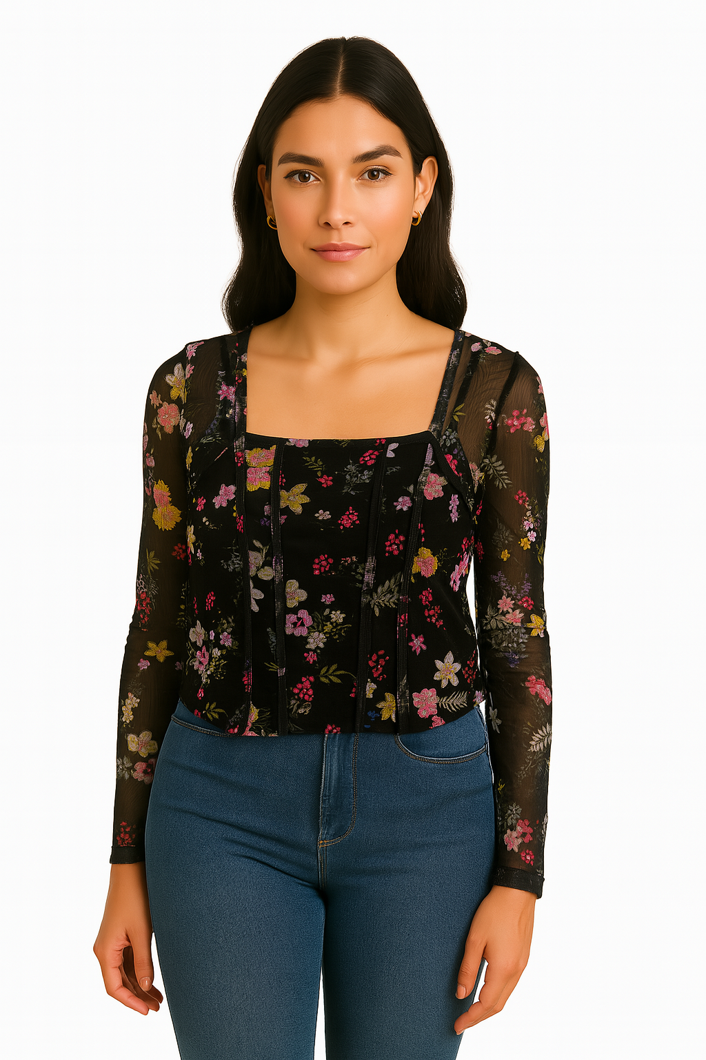 Playera Mesh flores (8386946466015)