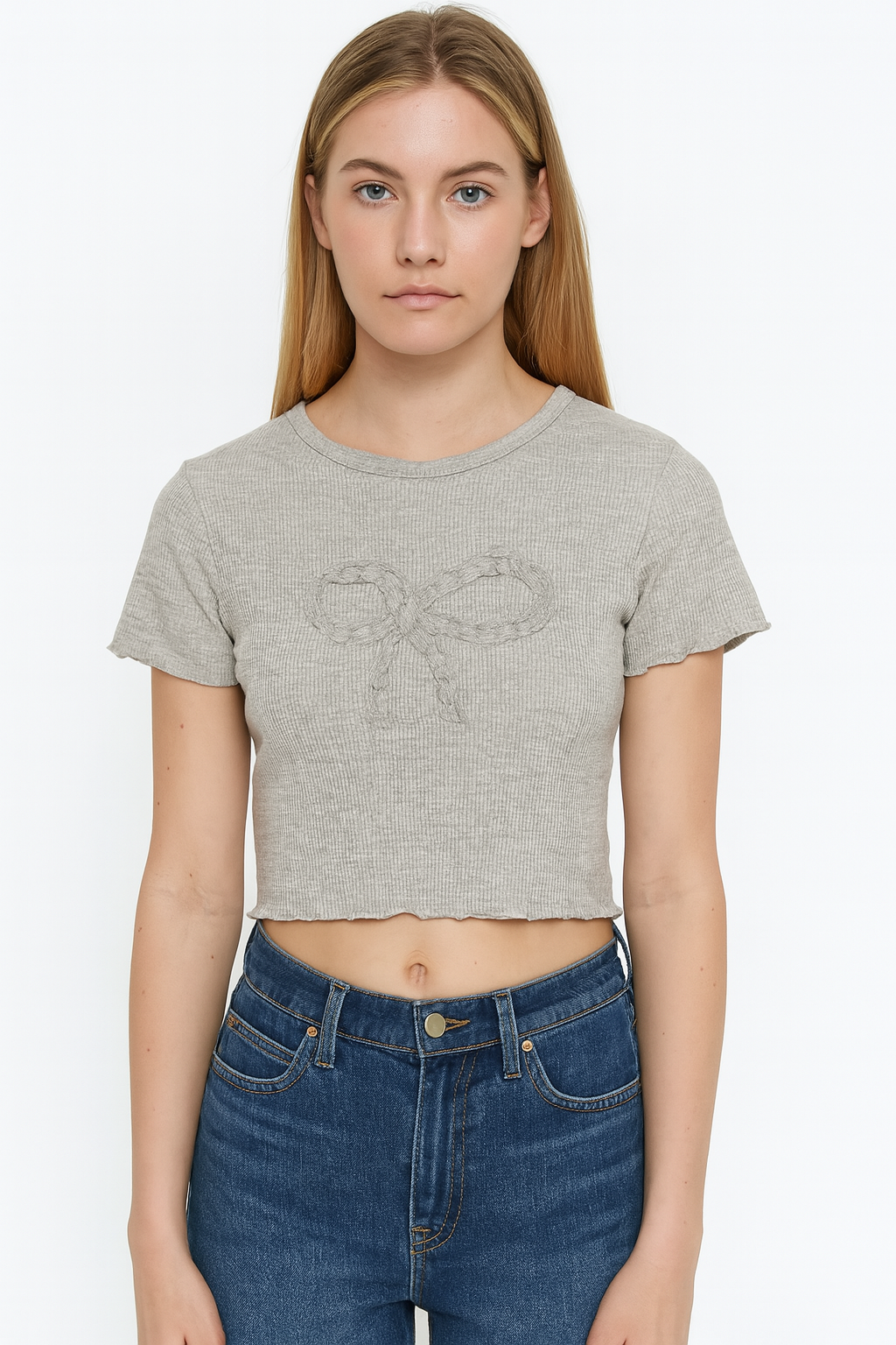 PLAYERA DAMA MC / CONFESTON EN RUEDO Y MANGAS JASPE (9079700127967)