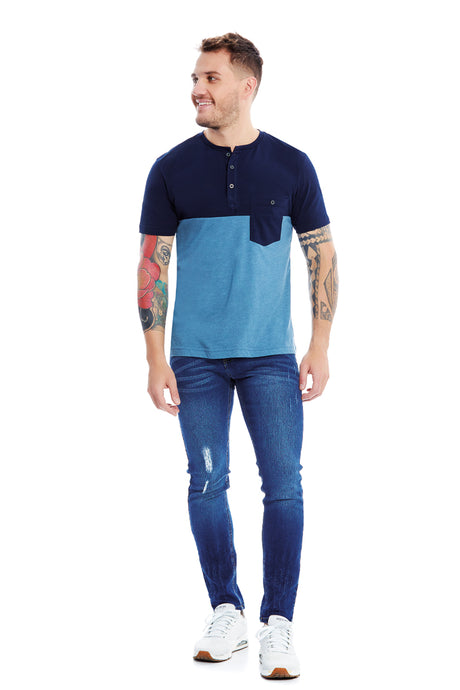 Playera HENLEY CON CORTE Y BOLSA (8126086316255)