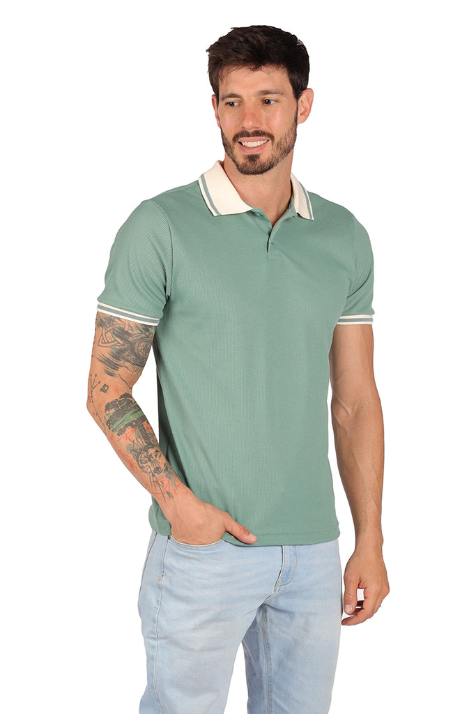 Polo Caballero  Waffle VERDE (8617097068767)