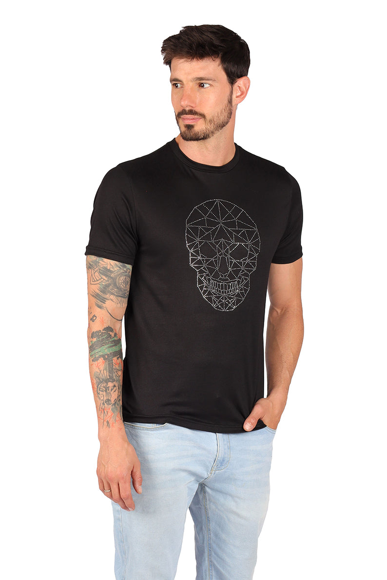Playera Caballero MC / CRANEO BLING BLING  NEGRO CH (8796685271263)