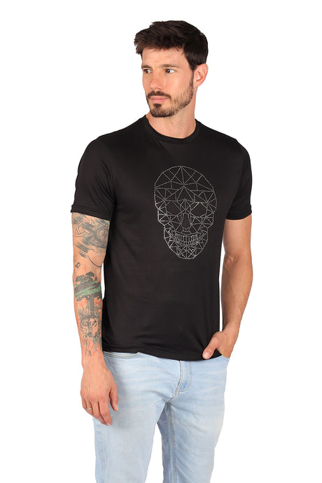 Playera Caballero MC / CRANEO BLING BLING  NEGRO CH (8796685271263)