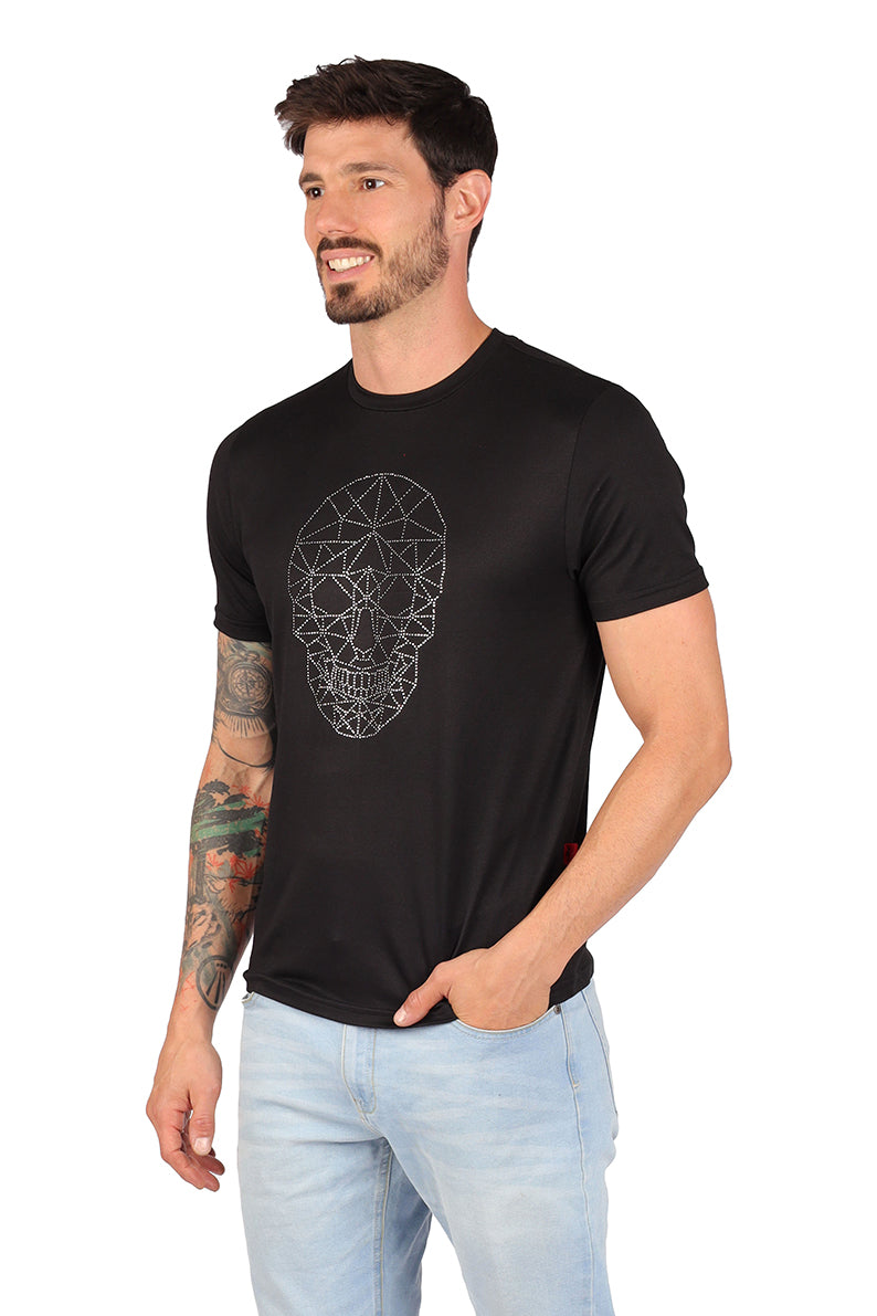 Playera Caballero MC / CRANEO BLING BLING  NEGRO CH (8796685271263)