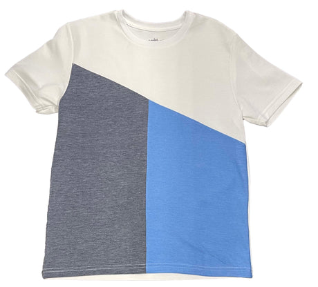 Playera Caballero MC / CORTE TRICOLOR. NEGRO/OXFORD/JASPE (8923033764063)
