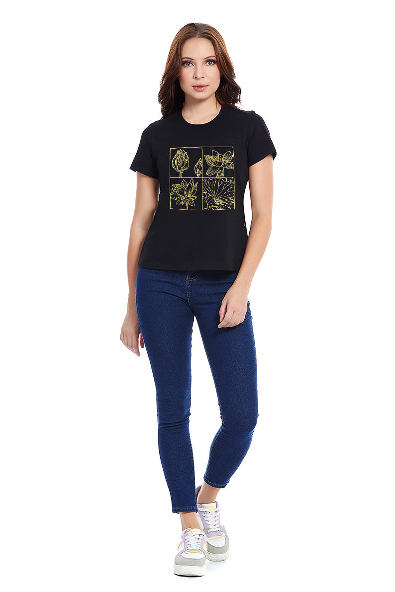 Playera Cuadro foil flores (8400574513375)