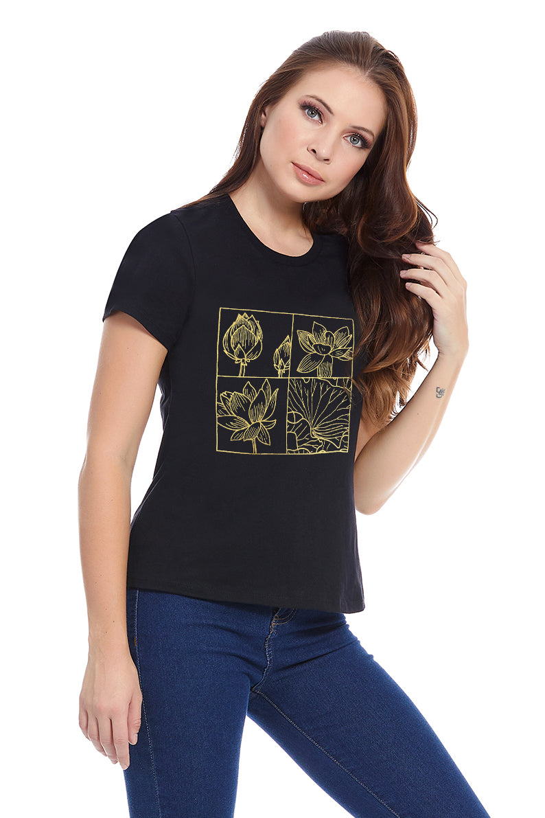 Playera Cuadro foil flores (8400574513375)