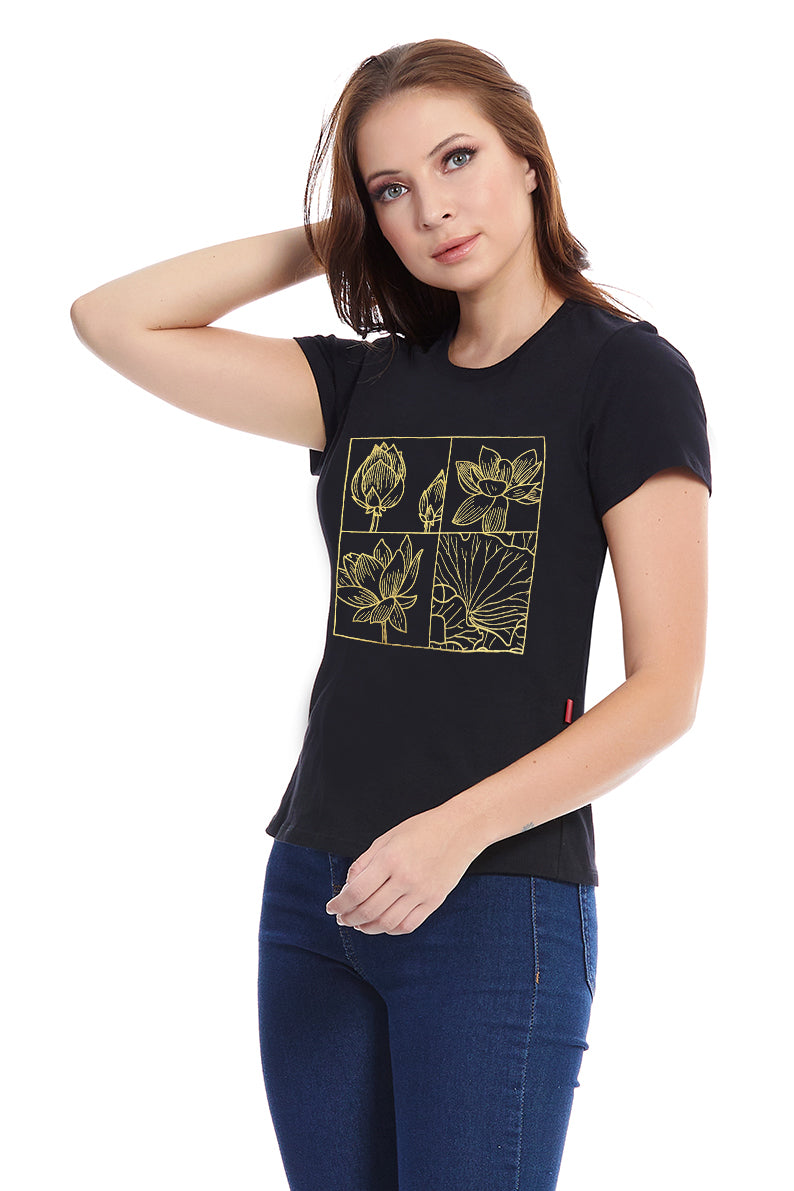 Playera Cuadro foil flores (8400574513375)