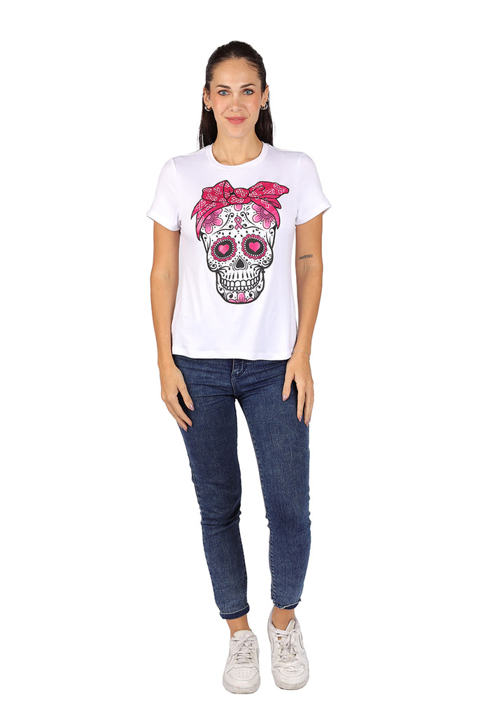 Playera Dama MC / Craneo Rosa (8811423432927)