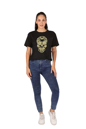 Playera Dama MC / Calavera Foil (8811382767839)