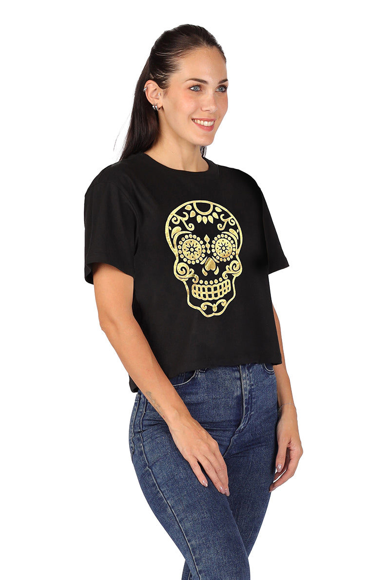 Playera Dama MC / Calavera Foil (8811382767839)