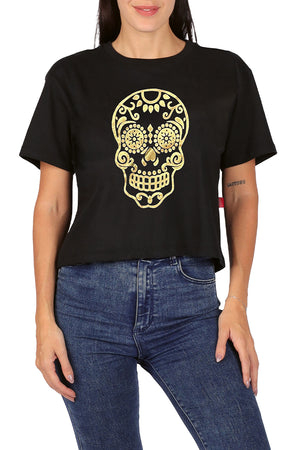 Playera Dama MC / Calavera Foil (8811382767839)