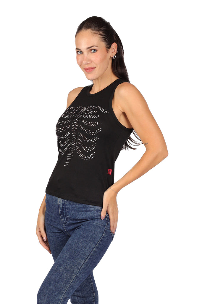 Playera Dama SM / Esqueleto Brillos (8811125375199)