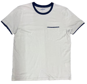 Playera Caballero MC  / PUNTOS AZULES BEIGE/MARINO (8969444196575)