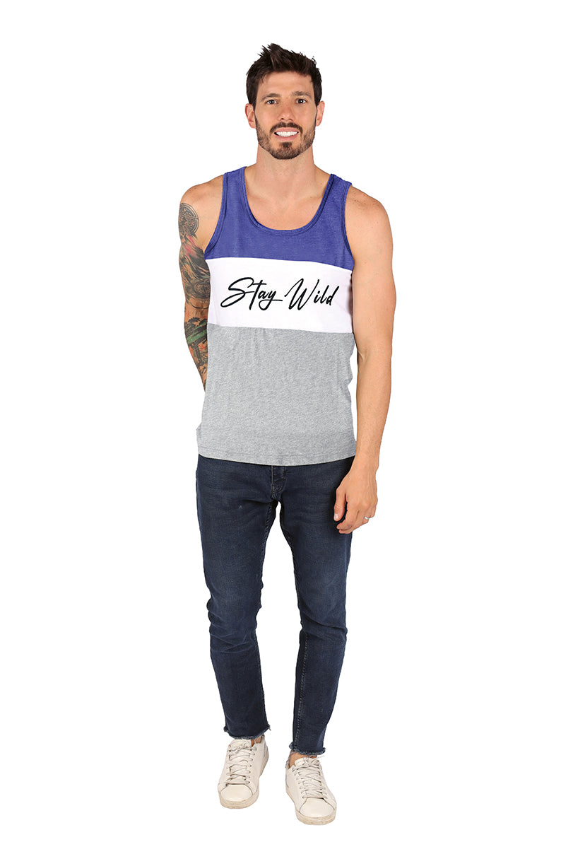 Tank Top Caballero / STAY Wild AZUL/BLANCO (8969313550559)