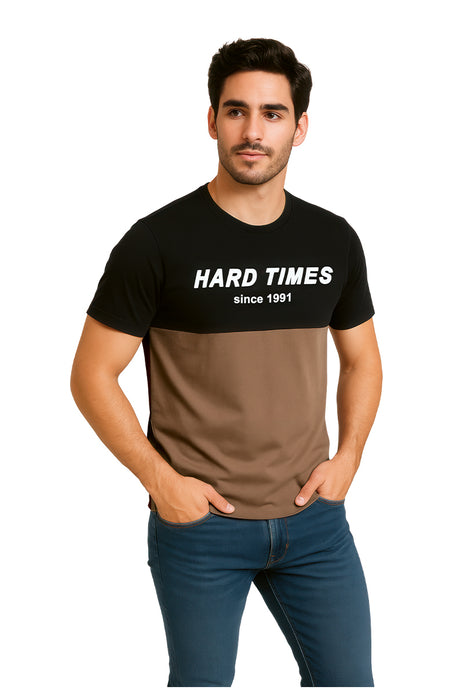 Playera Caballero MC / HARD TIMES NEGRO/LADRILLO (9053589864671)
