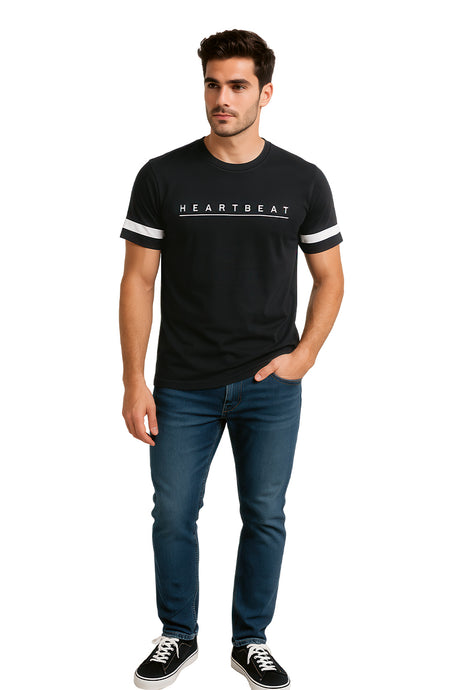 Playera Caballero MC / HEARTBEAT NEGRO/BLANCO (9053595926751)