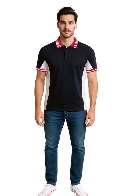 Playera Polo MC / CORTES COSTADOS  NEGRO/BLANCO (9042730057951)