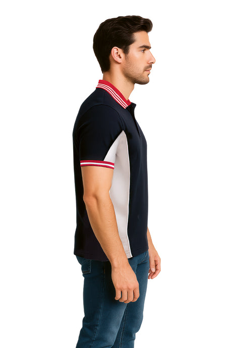 Playera Polo MC / CORTES COSTADOS  NEGRO/BLANCO (9042730057951)