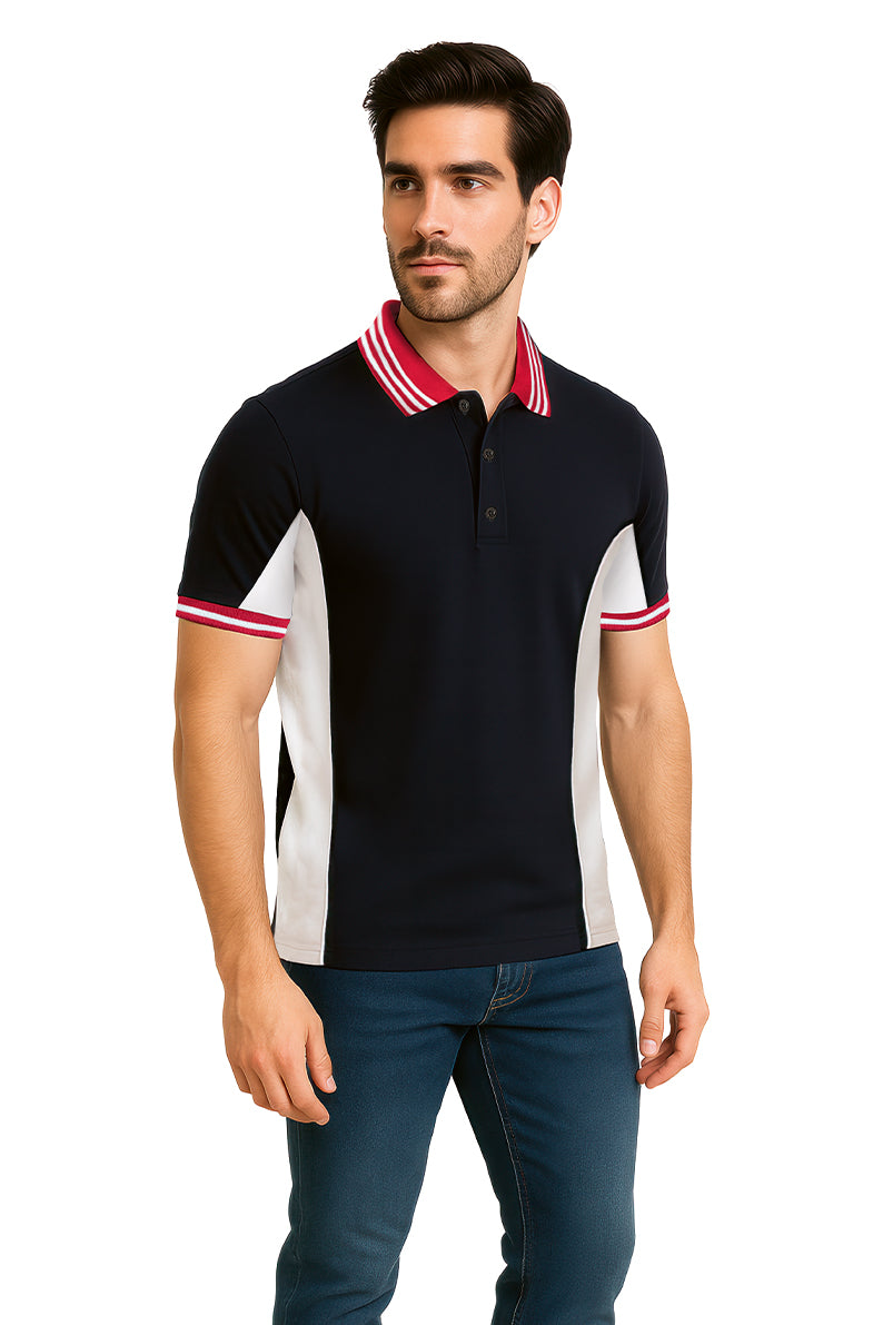 Playera Polo MC / CORTES COSTADOS  NEGRO/BLANCO (9042730057951)