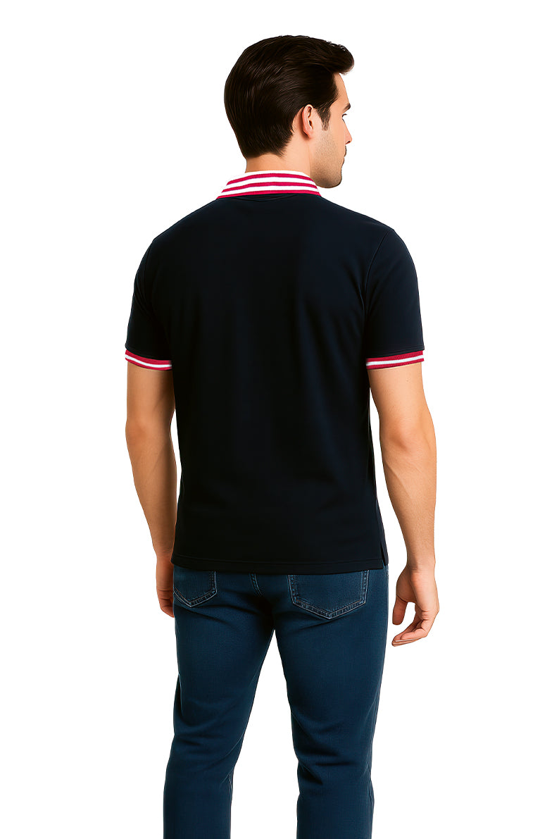 Playera Polo MC / CORTES COSTADOS  NEGRO/BLANCO (9042730057951)