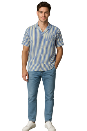 Camisa Caballero MC / RAYAS MARINO HUESO/MARINO (9042733334751)