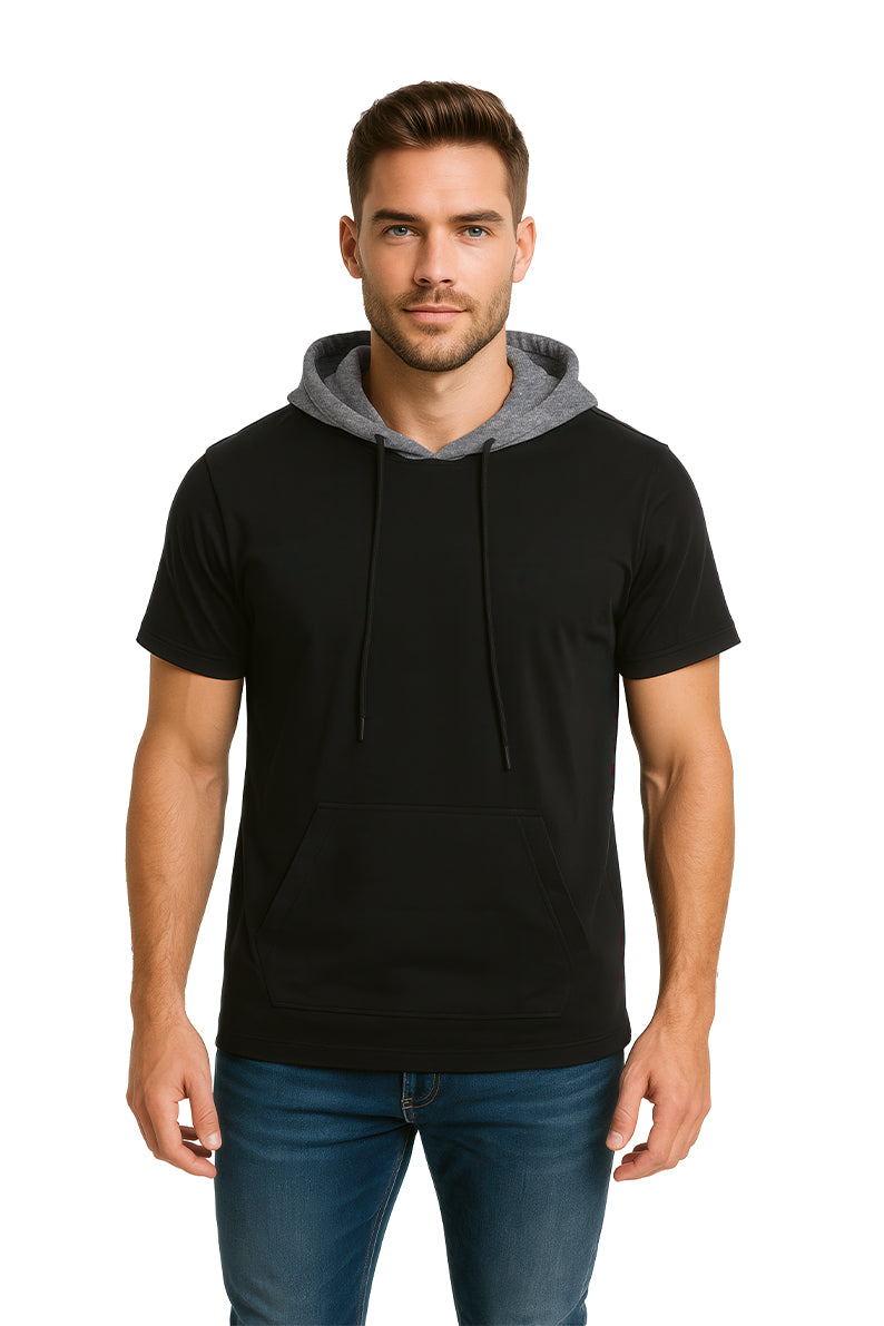 Playera Caballero MC / CAPUCHA BOLSA  NEGRO/RATAGRIS (9053609361631)
