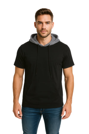 Playera Caballero MC / CAPUCHA BOLSA  NEGRO/RATAGRIS (9053609361631)