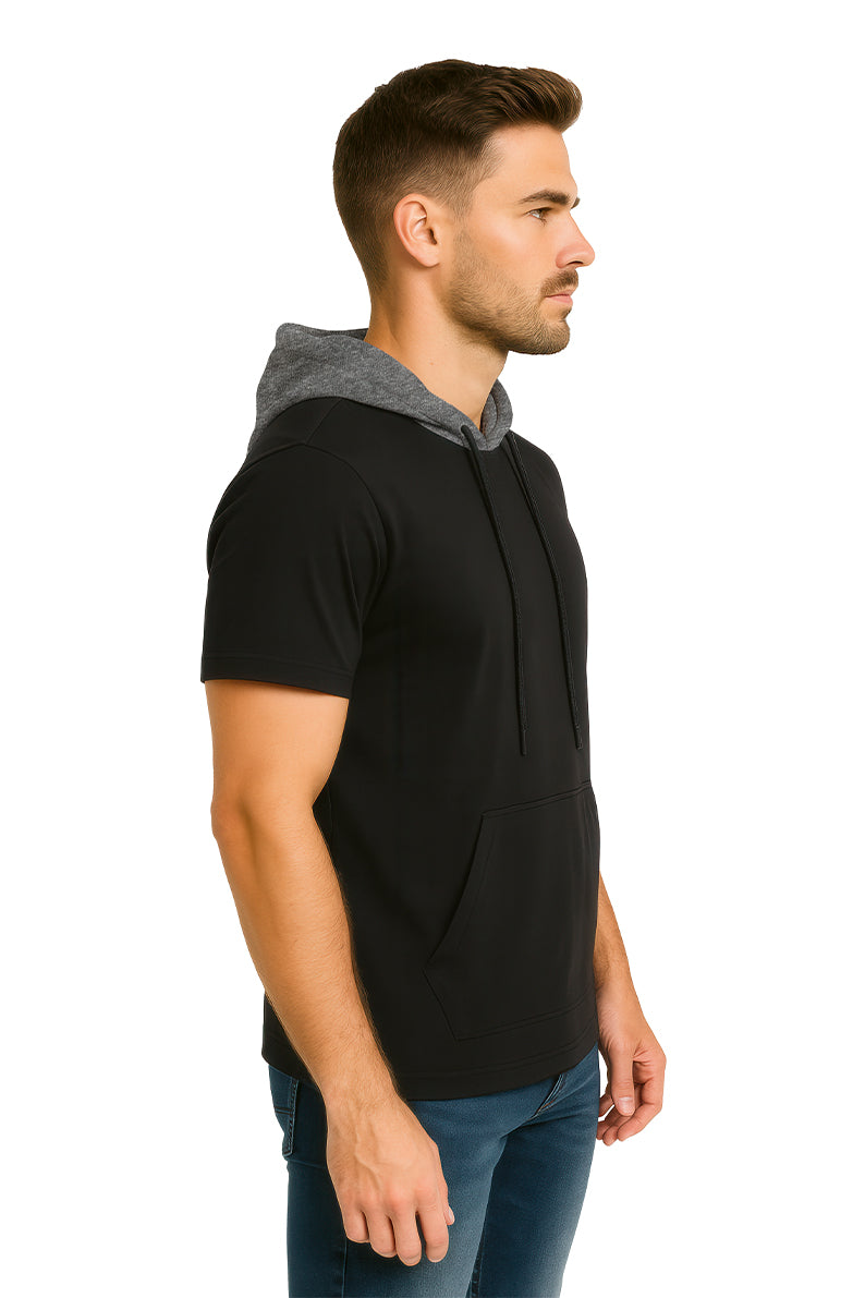 Playera Caballero MC / CAPUCHA BOLSA  NEGRO/RATAGRIS (9053609361631)