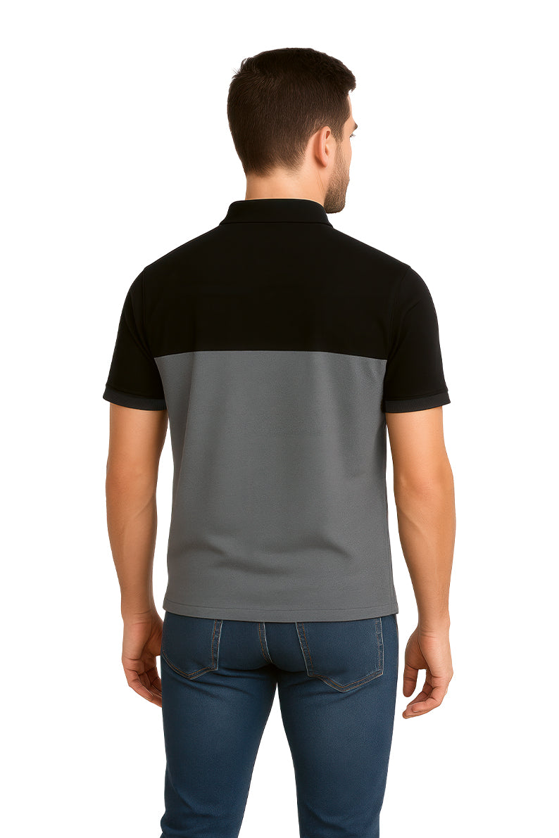 Playera Polo MC / BLOQUES NEGRO  NEGRO/OXFORT (9053637607647)